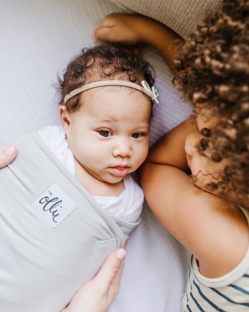 The Ollie Swaddle - Helps to Reduce The Moro (Startle) Reflex - Made from a Custom Designed Moisture-Wicking Material (Stone) - Image 5